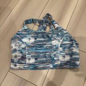 lululemon athletica long line Blue Striped Bra